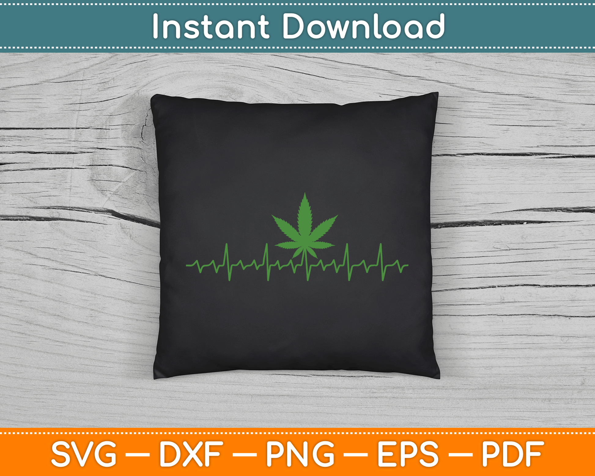 Heartbeat Marijuana Leaf Cannabis SVG PNG Digital Cutting File