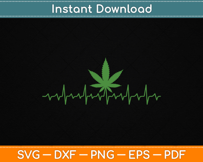 Heartbeat Marijuana Leaf Cannabis SVG PNG Digital Cutting File