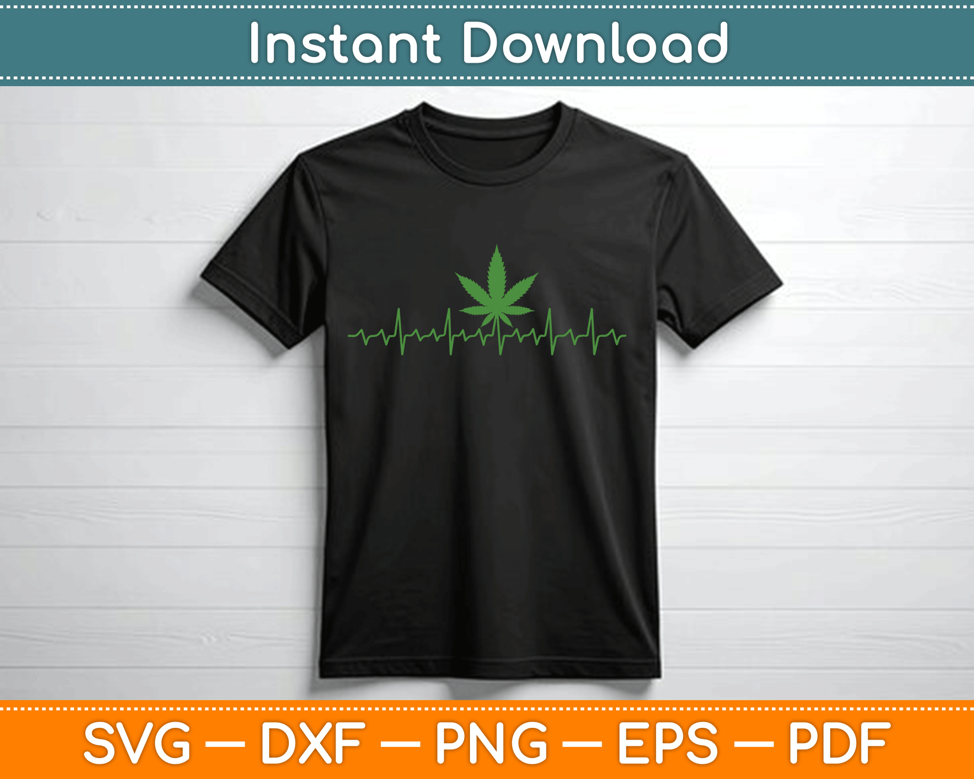 Heartbeat Marijuana Leaf Cannabis SVG PNG Digital Cutting File