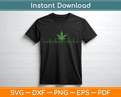 Heartbeat Marijuana Leaf Cannabis SVG PNG Digital Cutting File