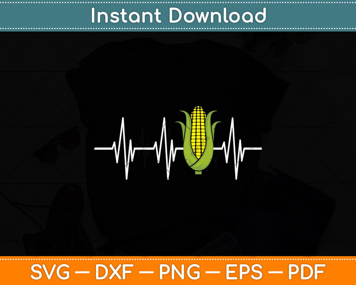 Heartbeat Corn Lover Svg Digital Cutting File