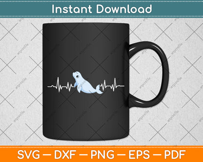 Heartbeat Design For a Beluga Whale Svg Digital Cutting File