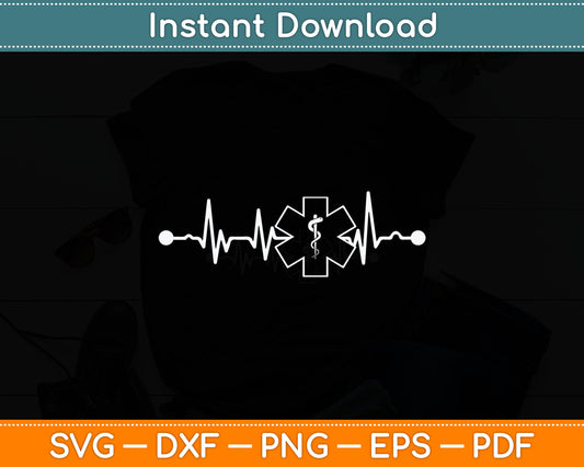 Heartbeat EMS EMT First Responder Hero Svg Digital Cutting File