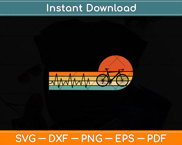 Heartbeat Funny Bicycle Retro Vintage Svg Digital Cutting File