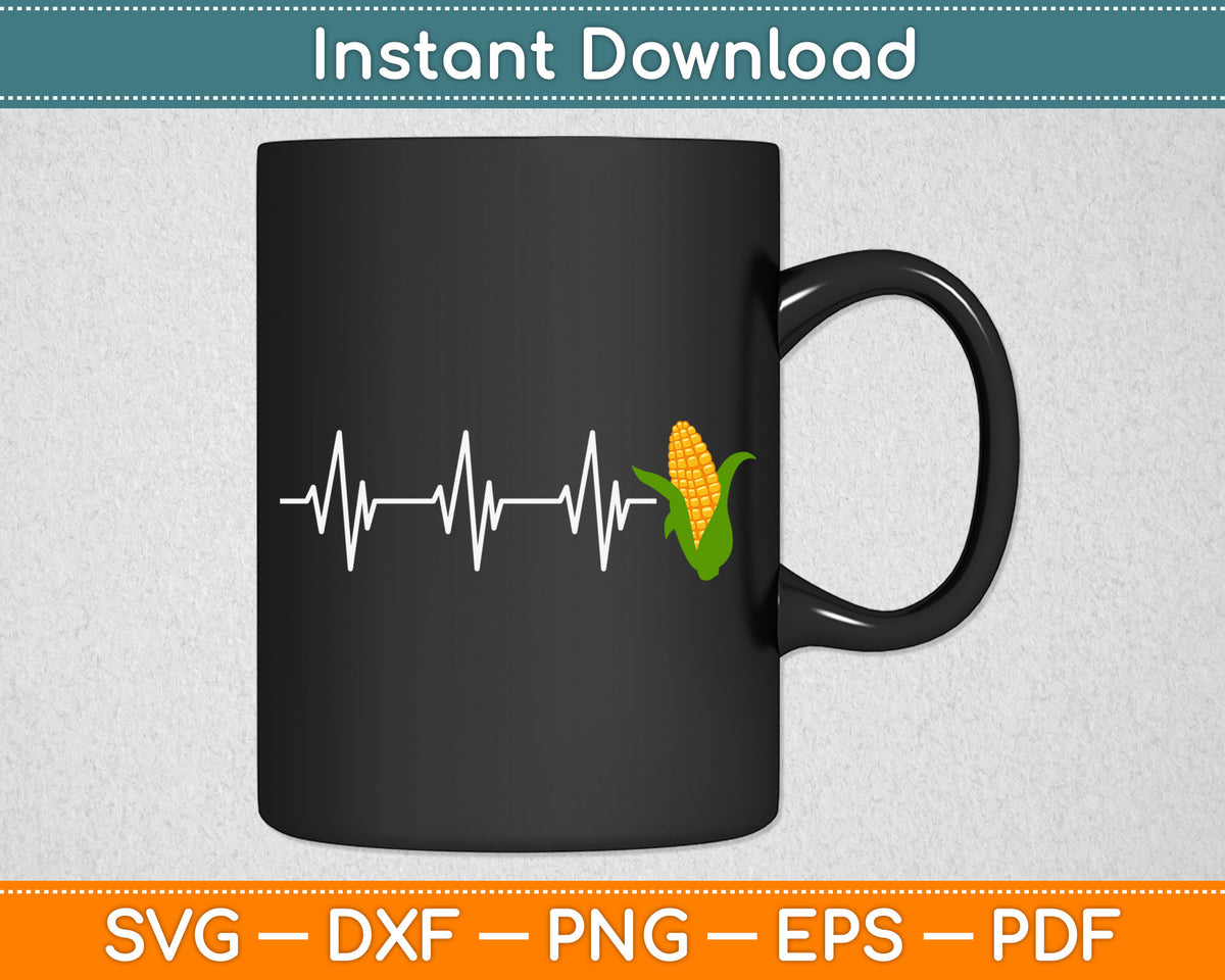 Heartbeat Funny Corn Lover Svg Digital Cutting File