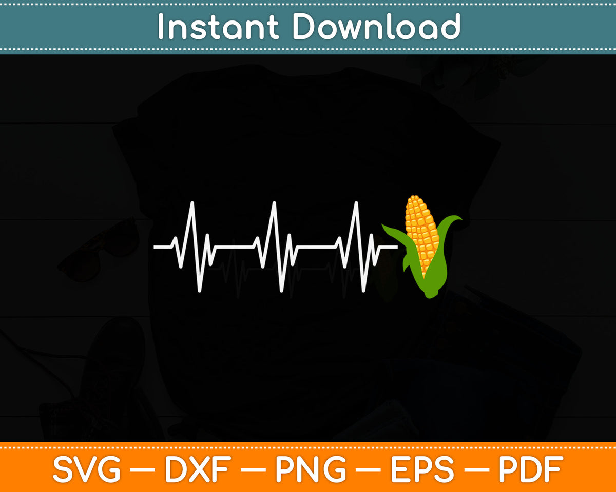 Heartbeat Funny Corn Lover Svg Digital Cutting File