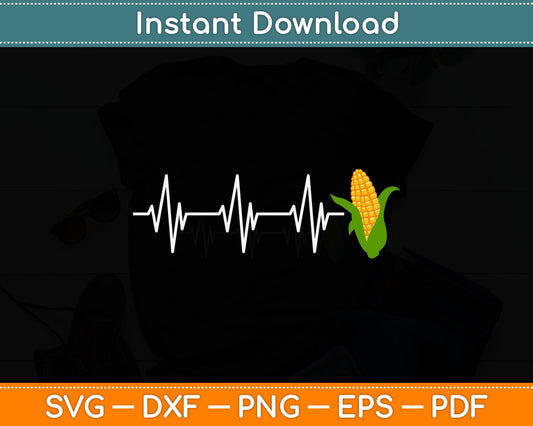 Heartbeat Funny Corn Lover Svg Digital Cutting File