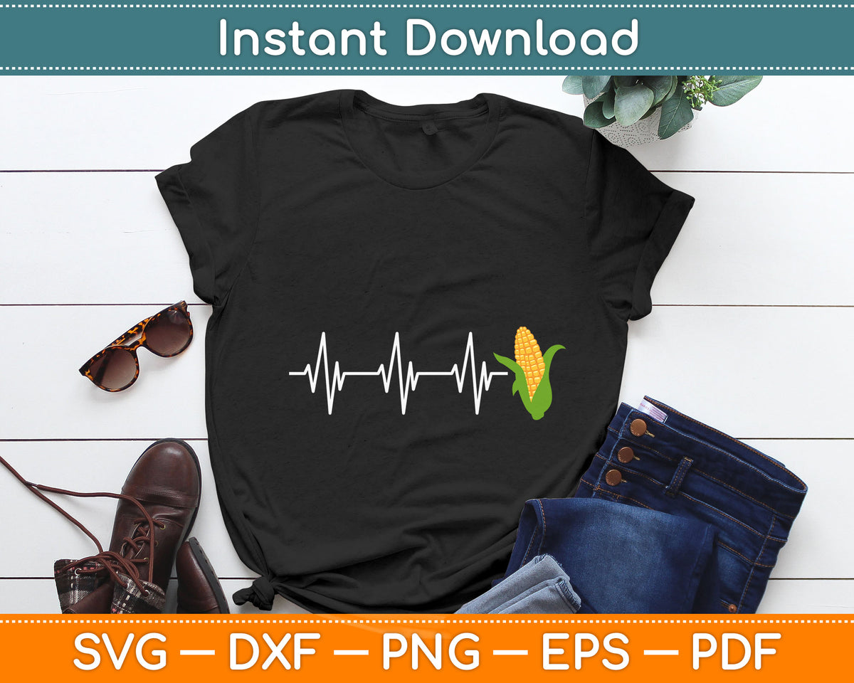 Heartbeat Funny Corn Lover Svg Digital Cutting File