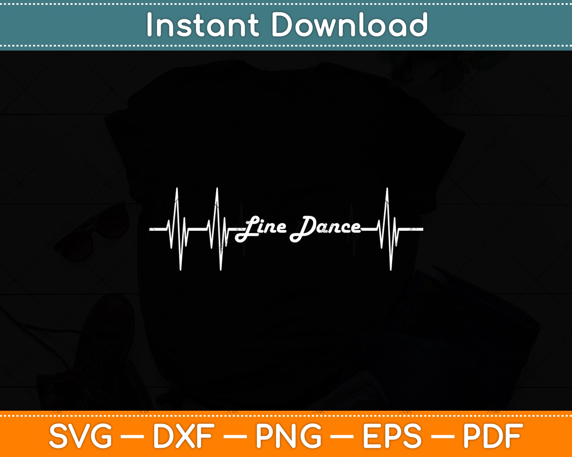 Heartbeat Line Dance Svg Digital Cutting File
