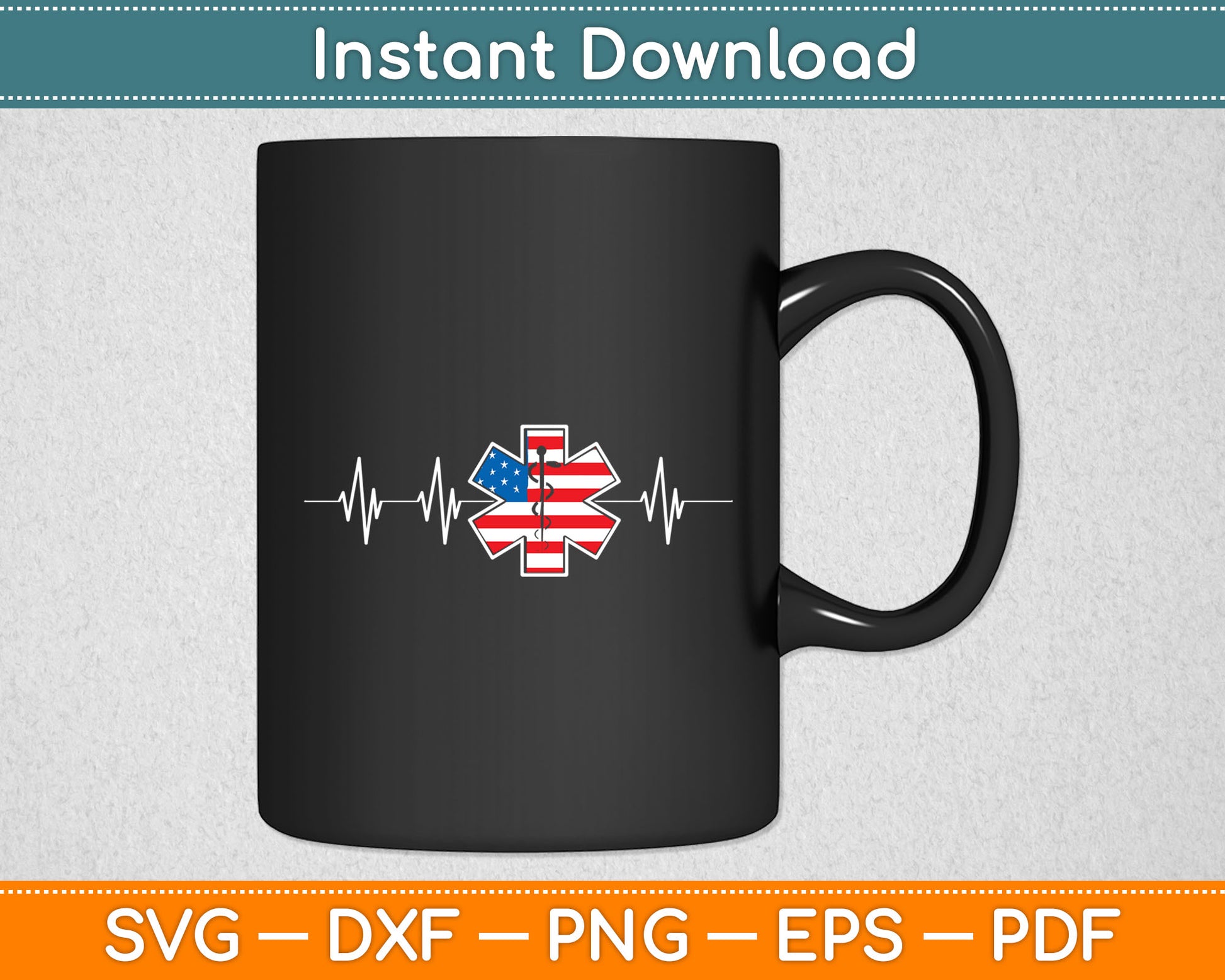 Heartbeat Medical Symbol American Flag Svg Digital Cutting File