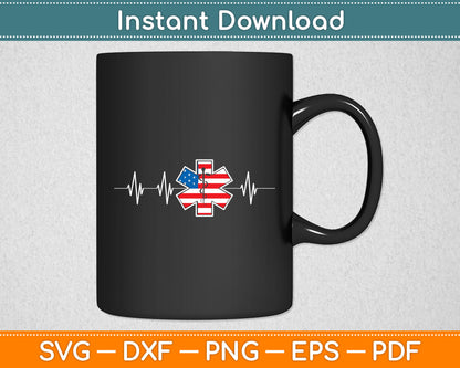 Heartbeat Medical Symbol American Flag Svg Digital Cutting File