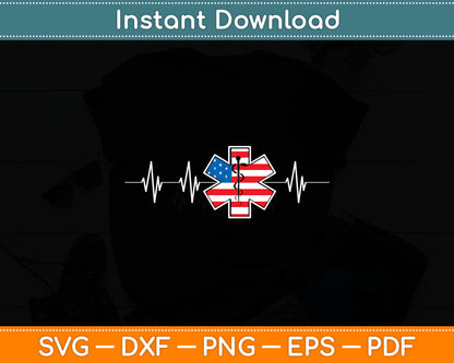 Heartbeat Medical Symbol American Flag Svg Digital Cutting File