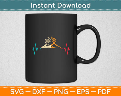 Heartbeat Mountain Cycling Svg Digital Cutting File