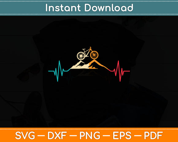 Heartbeat Mountain Cycling Svg Digital Cutting File