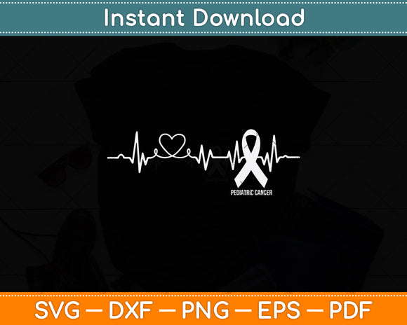 Heartbeat Pediatric Cancer Svg Png Dxf Digital Cutting File