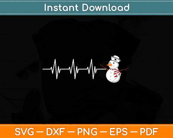 Heartbeat Snowman Nurse Christmas Svg Digital Cutting File