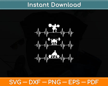 Barbell Weightlifting Heartbeat Bodybuilding Svg Digital Cutting File