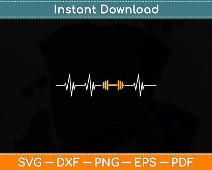 Barbell Weightlifting Heartbeat Bodybuilding Svg Digital Cutting File