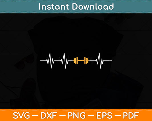Barbell Weightlifting Heartbeat Bodybuilding Svg Digital Cutting File