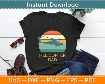 Helicopter Dad Sunset Retro Svg Png Dxf Digital Cutting File