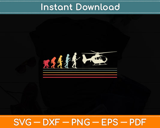 Helicopter Evolution Style Pilot Retro Svg Png Dxf Digital Cutting File