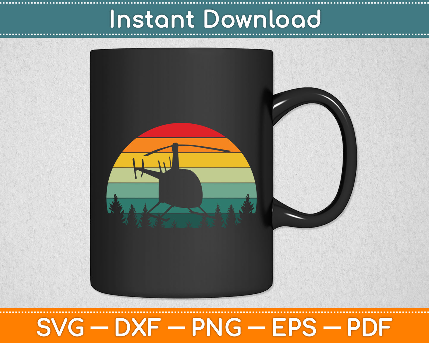 Helicopter Pilot Air War Sunset Vintage Svg Png Dxf Digital Cutting File
