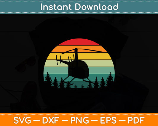 Helicopter Pilot Air War Sunset Vintage Svg Png Dxf Digital Cutting File