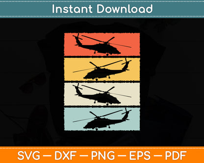 Helicopter Pilot Vintage Retro Funny Svg Png Dxf Digital Cutting File