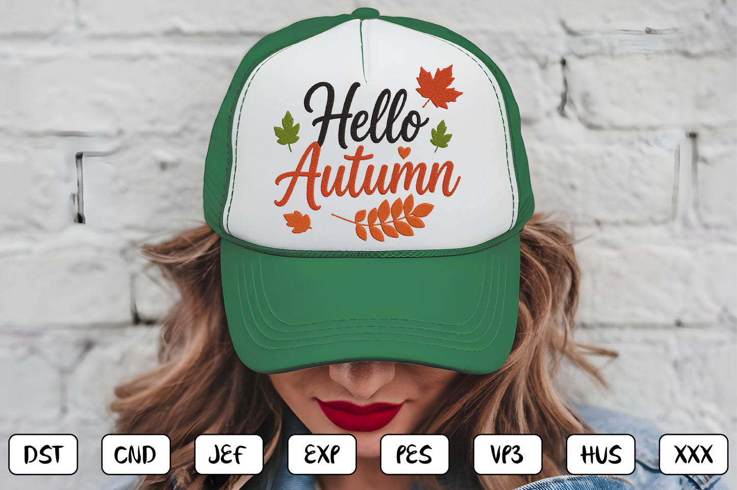 Hello Autumn Embroidery Design, Fall Autumn Machine Embroidery Pattern, Cute Autumn Leaves Script Design