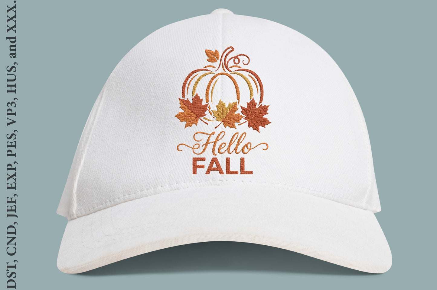 Hello Fall Pumpkin Embroidery Design – Cute Autumn Pumpkin Machine Embroidery Pattern, Fall Harvest Embroidery Design