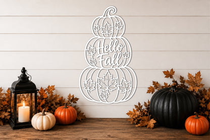 Hello Fall Pumpkin Stack Laser Cut SVG | Autumn Pumpkin Decor