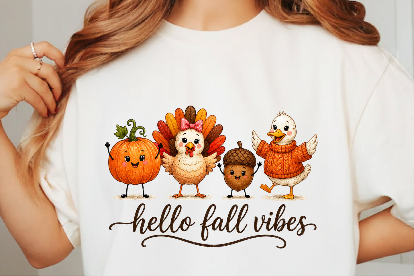 Hello Fall Vibes PNG Cute Fall Ghost Autumn Pumpkin Sublimation