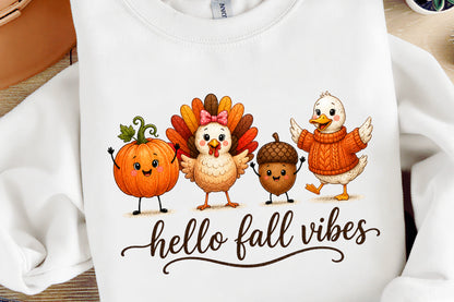 Hello Fall Vibes PNG Cute Fall Ghost Autumn Pumpkin Sublimation