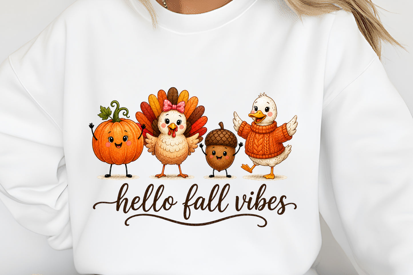 Hello Fall Vibes PNG Cute Fall Ghost Autumn Pumpkin Sublimation