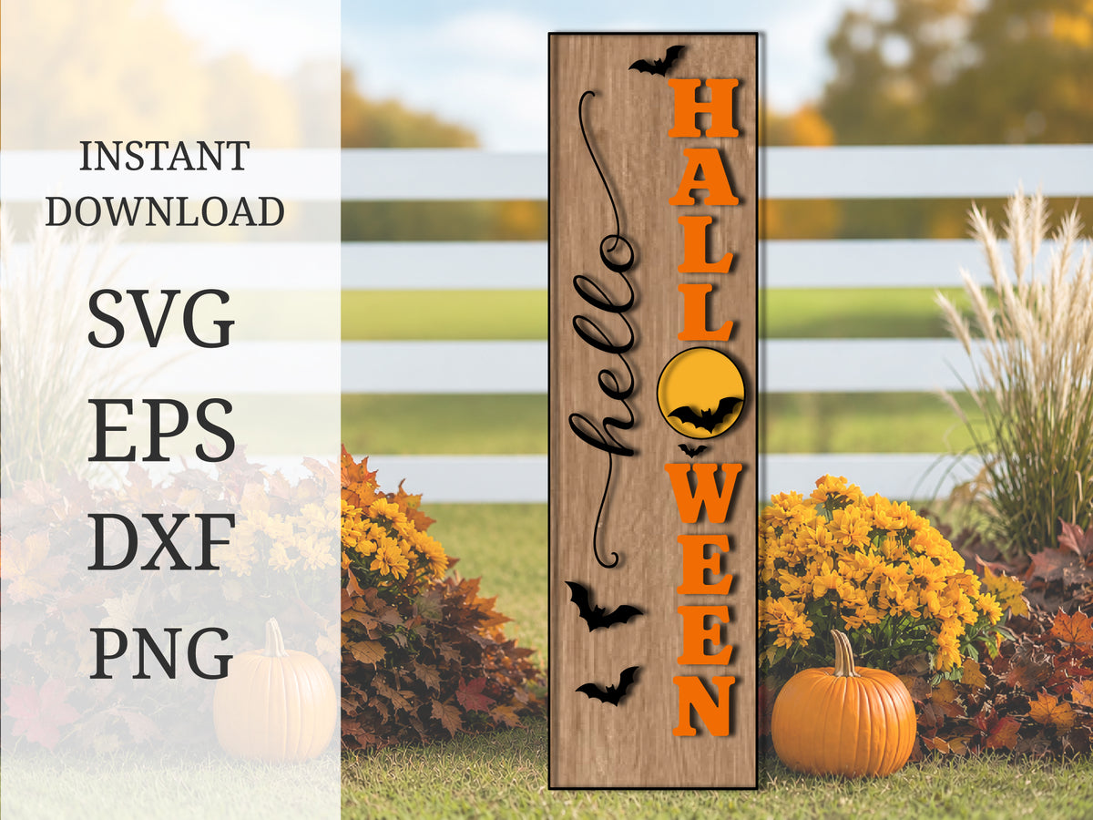 Hello Halloween Porch Sign SVG Laser Cut File