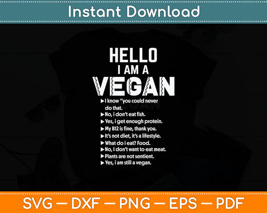 Hello I Am A Vegan Funny Pro Vegan Activism Christmas Svg Digital Cutting File