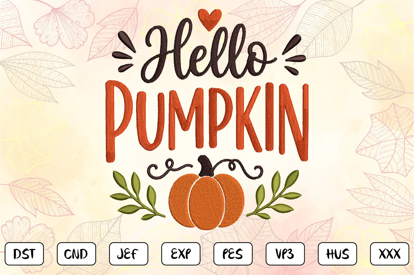 Hello Pumpkin Embroidery Design, Cute Halloween Pumpkin Machine Embroidery Pattern, Fall Embroidery Design