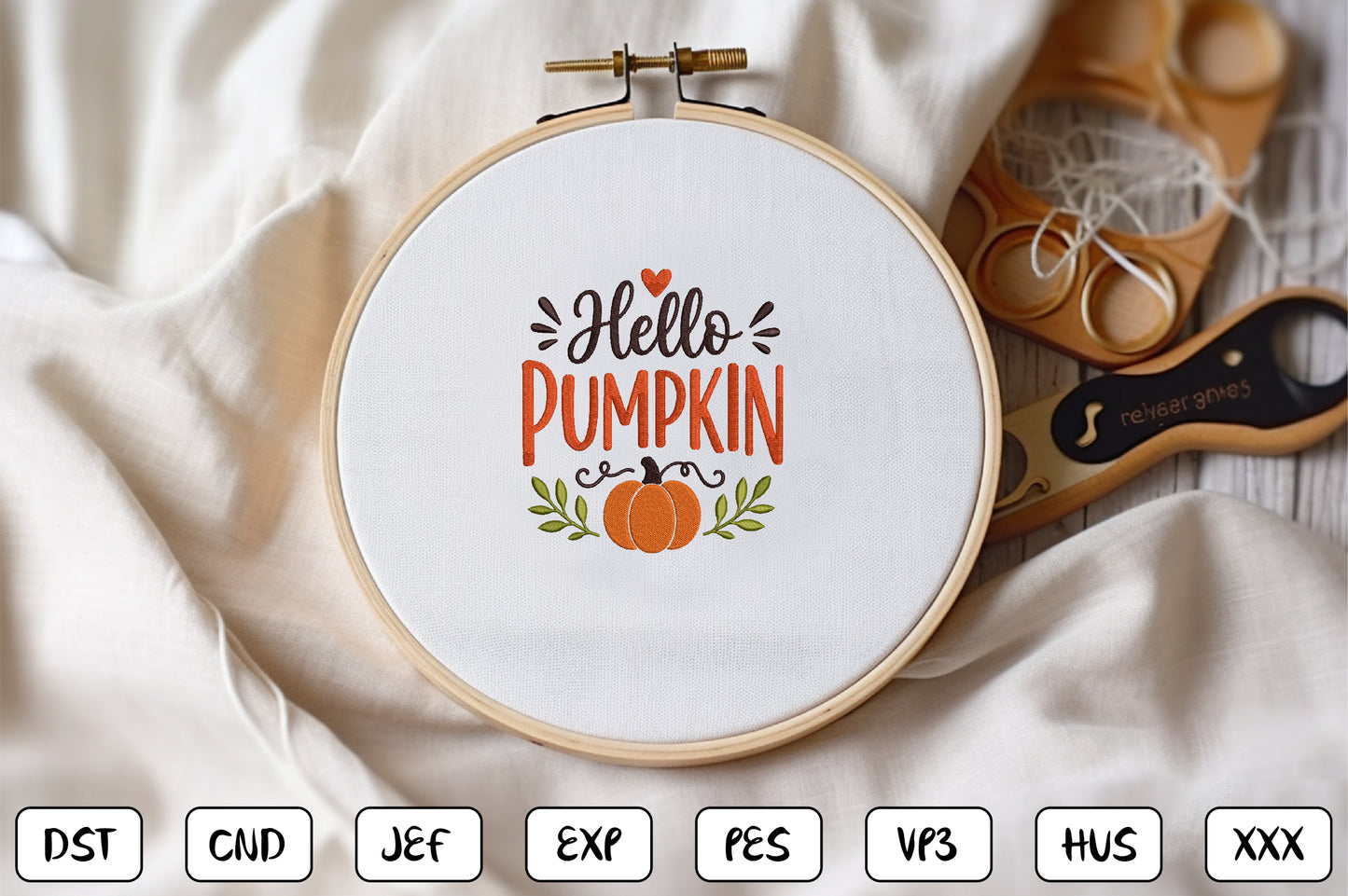 Hello Pumpkin Embroidery Design, Cute Halloween Pumpkin Machine Embroidery Pattern, Fall Embroidery Design