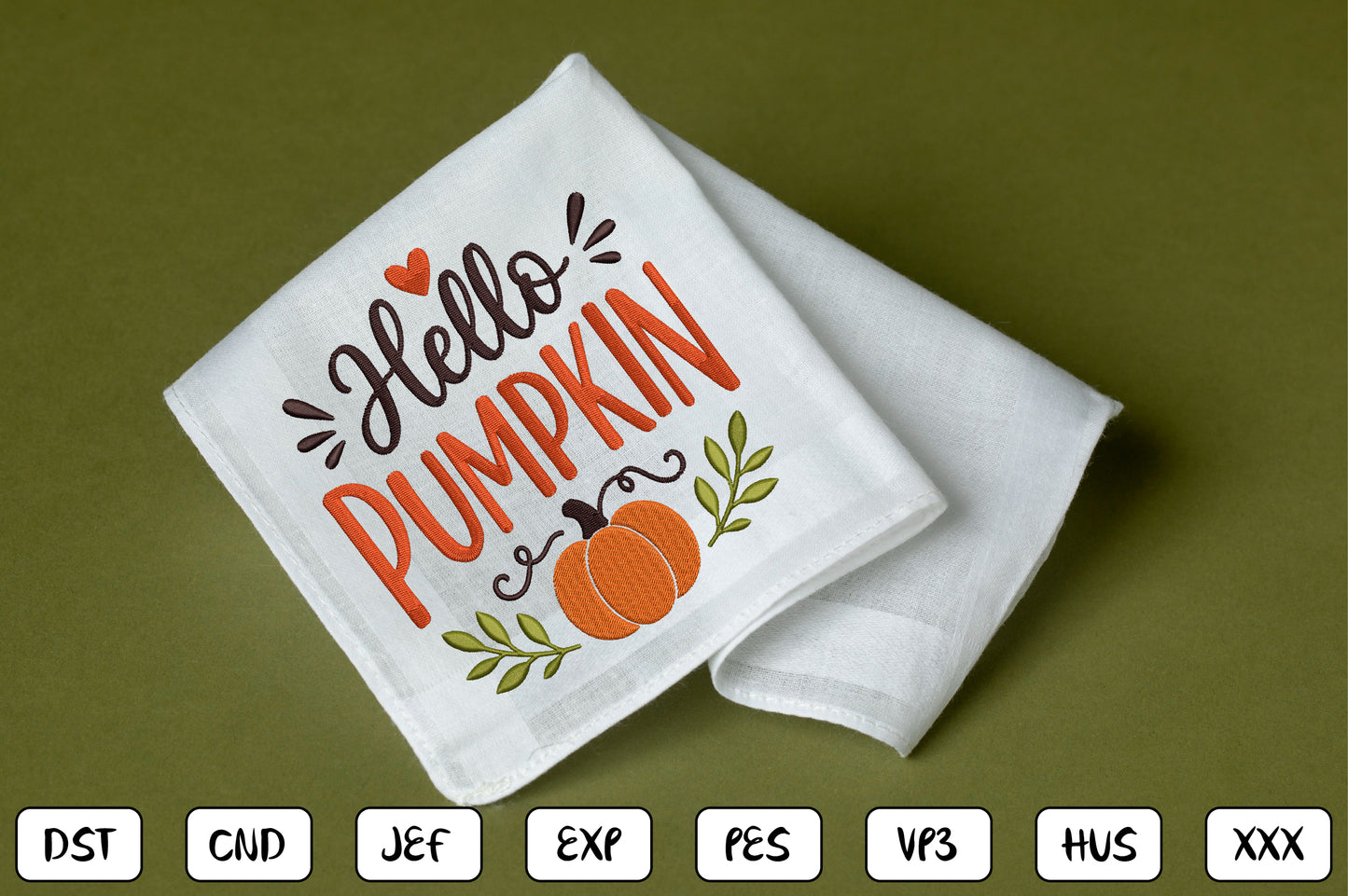 Hello Pumpkin Embroidery Design, Cute Halloween Pumpkin Machine Embroidery Pattern, Fall Embroidery Design
