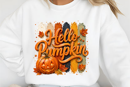 Hello Pumpkin PNG Fall Autumn Pumpkin Sublimation Halloween Design