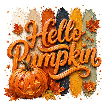 Hello Pumpkin PNG Fall Autumn Pumpkin Sublimation Halloween Design