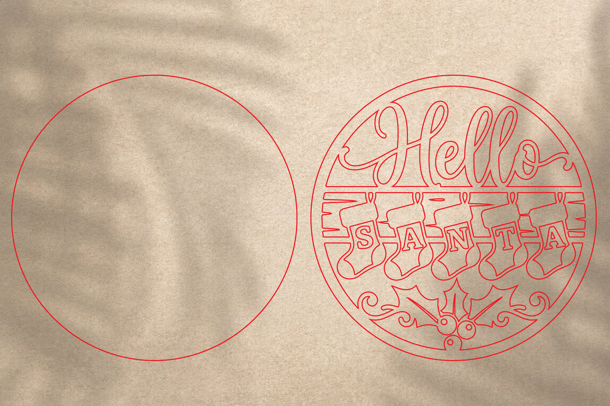 Hello Santa Christmas Ornament SVG | Christmas Stocking Laser Cut