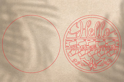 Hello Santa Christmas Ornament SVG | Christmas Stocking Laser Cut