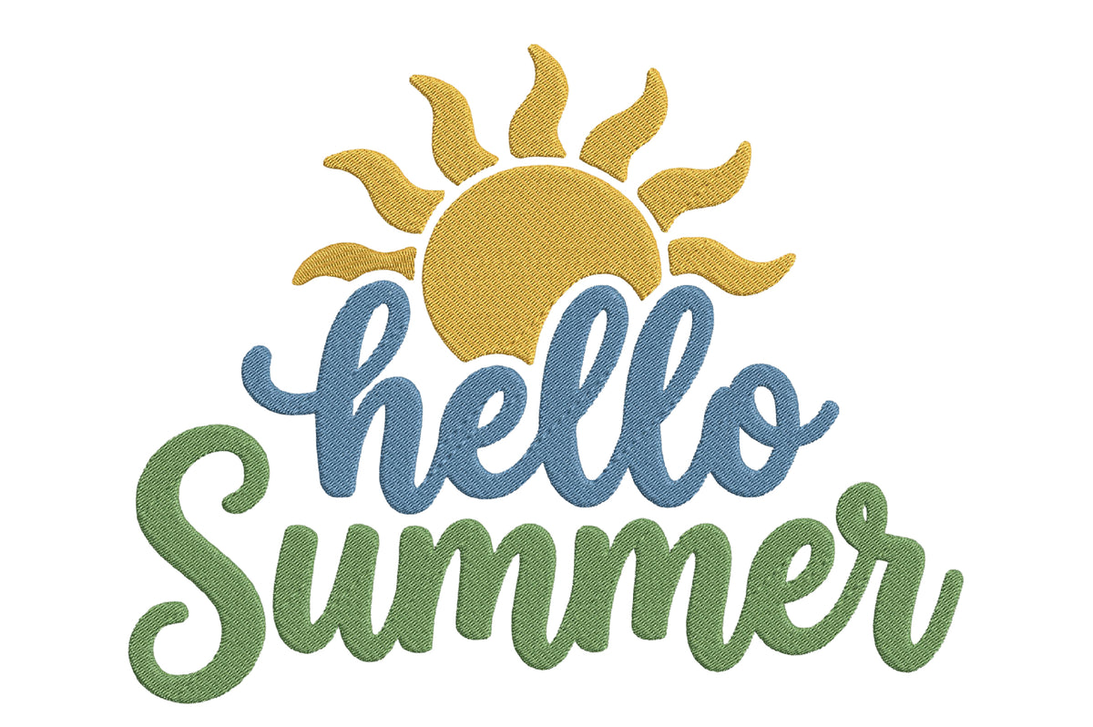 Hello Summer Sun Embroidery Design