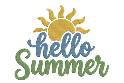 Hello Summer Sun Embroidery Design