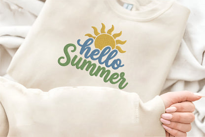 Hello Summer Sun Embroidery Design