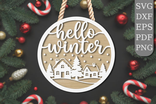 Hello Winter Village SVG