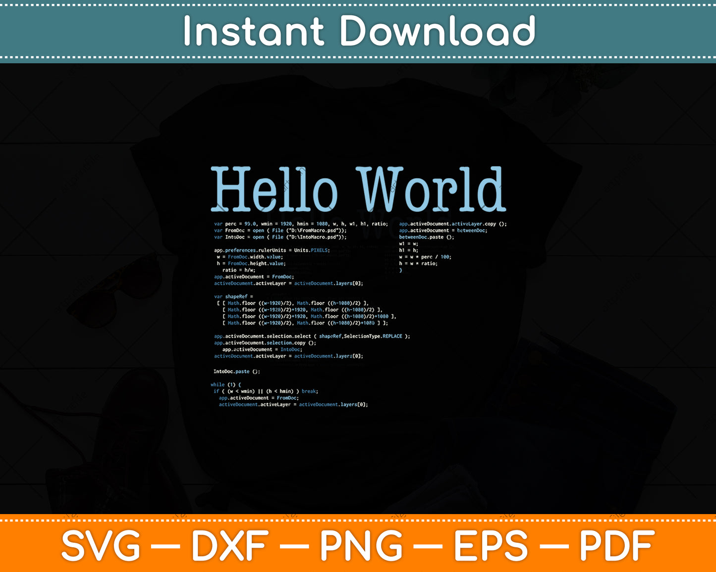 Hello World - Computer Programming Languages Svg Digital Cutting File