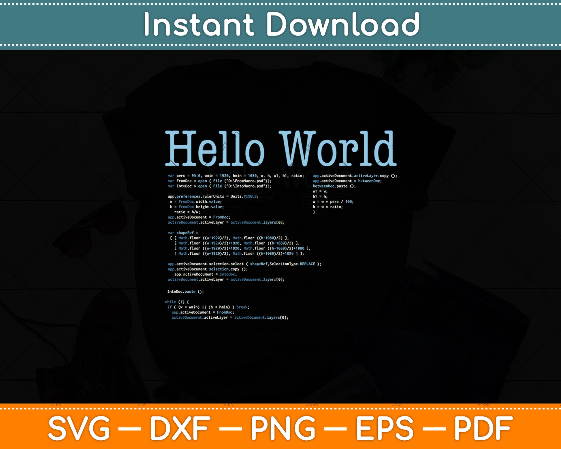 Hello World - Computer Programming Languages Svg Digital Cutting File