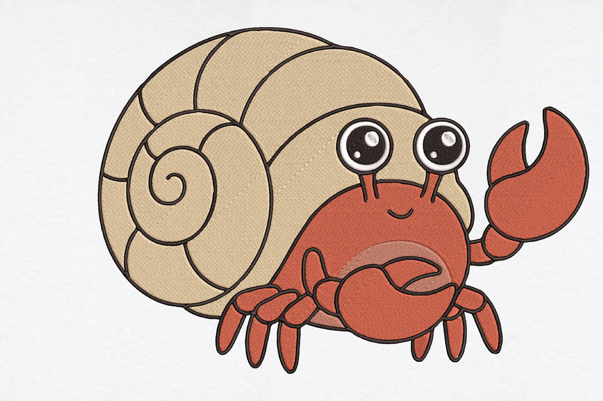 Cute Hermit Crab Embroidery Design
